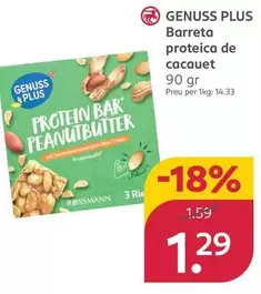 Genuss Plus - Barrita Proteica De Cacahuete