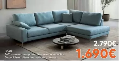 Joan Sofá Inconero Con Patas Altas, Telo Antimanchas