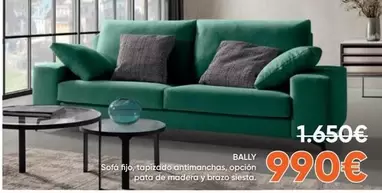 Bally Sofá Fijo, Tapizado Antimanchas, Opcion Pata De Madera Y Brazo Siesta