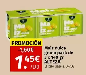 Alteza - Maíz Dulce Grano Pack De 3 X 140 Gr