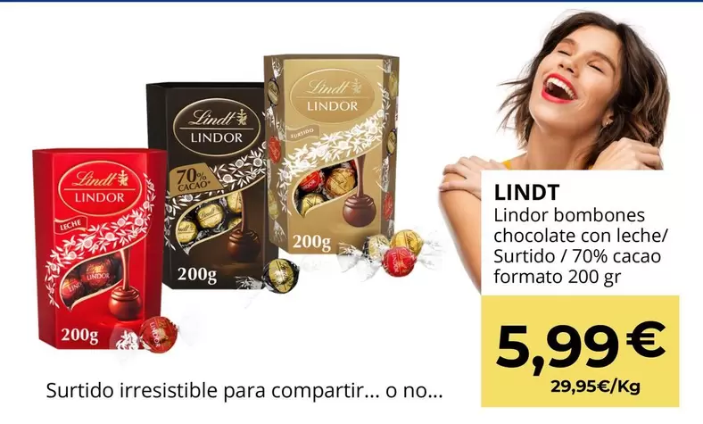 Lindt - Lindor Bombones Chocolate Con Leche/Surtido/70% Cacao