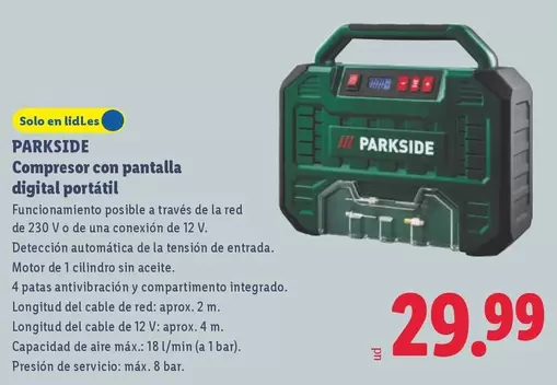 Parkside - Compresor Con Pantalla Digital Portatil