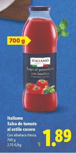 Italiamo - Salsa De Tomate Al Estilo Casero