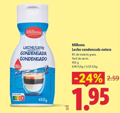 Milbona - Leche Condensada Entera