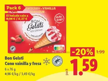 Bon Gelati - Cono Vainilla Y Fresa
