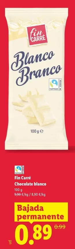 Fin Carré - Chocolate Blanco