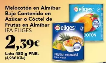 Ifa Eliges - Melocoton En Almibar Bajo Contenido En Azúcar O Coctel De Frutas En Almíbar