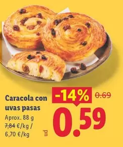 Caracola Con Uvas Pasas