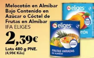 Ifa Eliges - Melocoton En Almibar Bajo Contenido En Azucar O Coctel De Frutas En Almibar