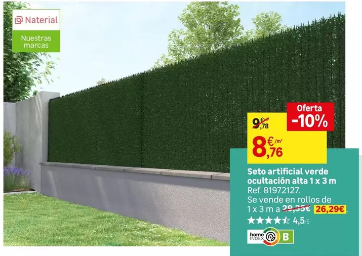 Seto Artificial Verde Ocultación Alta 1x3 M