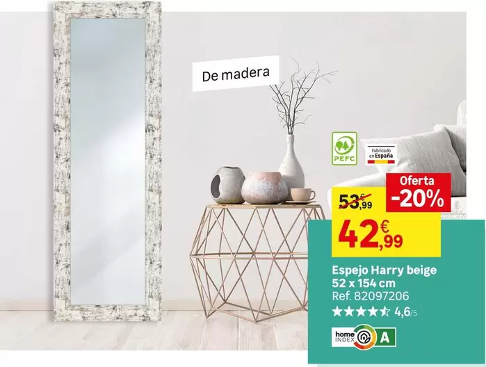 Harry - Espejo  Beige 52 X 145 Cm