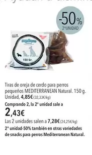 Mediterránea - Tiras De Oreja De Cerdo Para Perros Pequeños Natural
