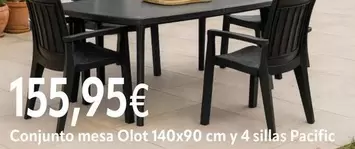 pacific - Conjunto Mesa Olot 140x90 Cm Y 4 Sillas Pacific