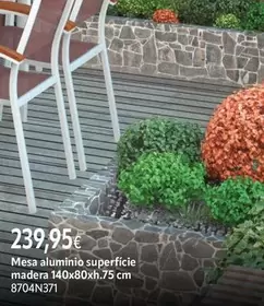 Mesa Aluminio Superficie Madera 140x80xh.75 Cm