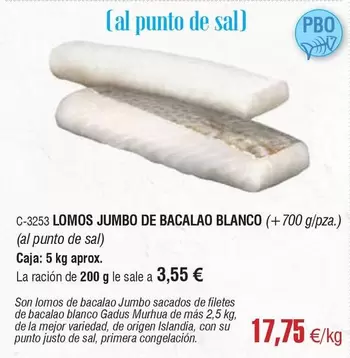 Blanco - Lomos Jumbo De Bacalao