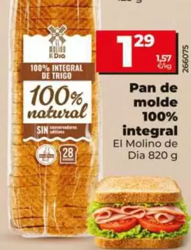 El Molino De Dia - Pan De Molde 100% Integral 