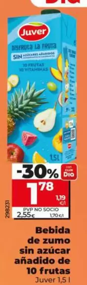 Juver - Bebida De Zumo Sin Azucar Anadido De 10 Frutas 