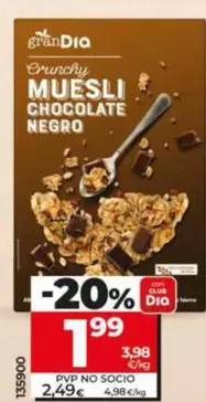 Gran Dia - Crunchy Muesli Con Chocolate Negro 