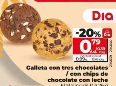 El Molino De Dia - Galleta Con Tres Chocolates/Con Chips De Chocolate Con Leche 