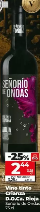 Señorío De Ondas - Vino Tinto Crianza D.O.Ca. Rioja
