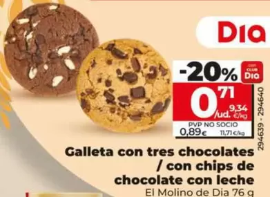 El Molino De Dia - Galleta Con Tres Chocolates/Con Chips De Chocolate Con Leche