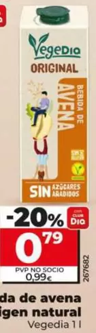 Vegedia - Bebida De Avena De Origen Natural 