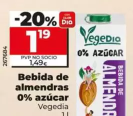 Vegedia - Bebida De Almendras 0% Azucar