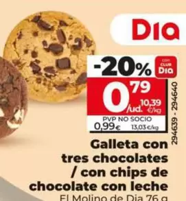 El Molino De Dia - Galleta Con Tres Chocolates/ Con Chips De Chocolate Con Leche