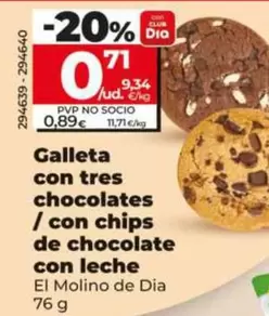 El Molino De Dia - Galleta Con Tres Chocolates/Con Chips De Chocolate Con Leche 