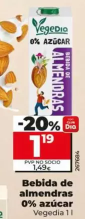 Vegedia - Bebida De Almendras 0% Azucar 