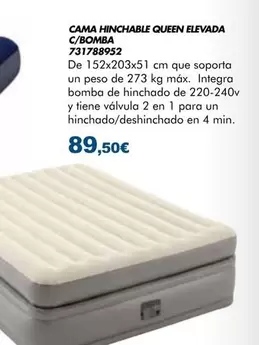Cama Hinchable Queen Elevada C/Bomba 