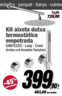 Kit Aixeta Dutxa Termostàtica Empotrada