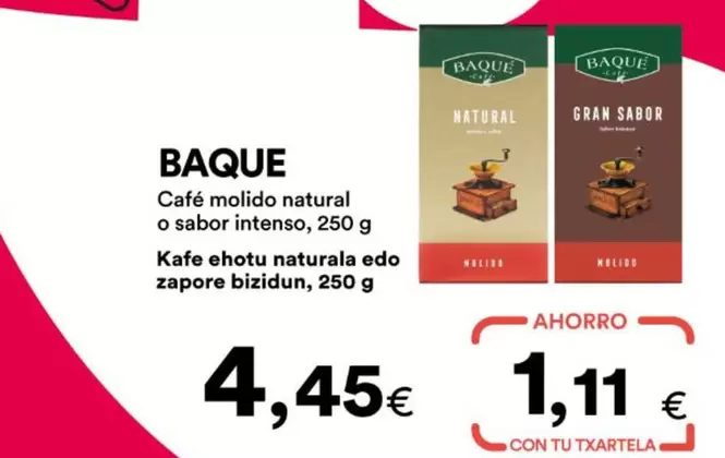 Baqué - Cafe Molido Natural O Sabor Intenso