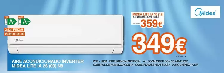 Midea - Aire Acondicionado Inverter LITE IA 26 (09) N8