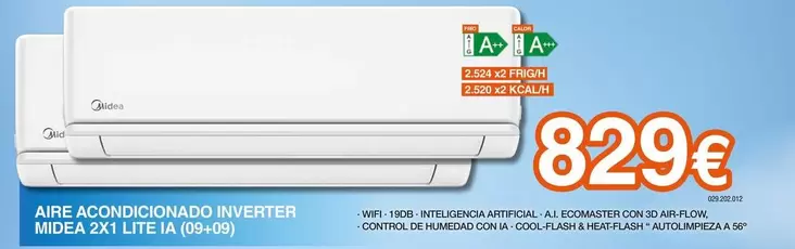 Midea - Aire Acondicionado Inverter 2X1 LITE IA (09+09)