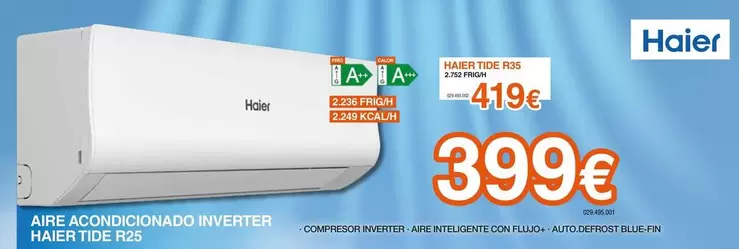 Haier - Aire Acondicionado Inverter Tide R25