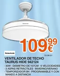 Taurus - Ventilador De Techo Hide 942124