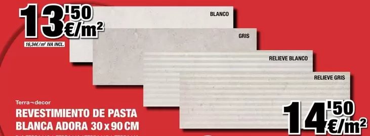 Revestimiento De Pasta Blanca Adora