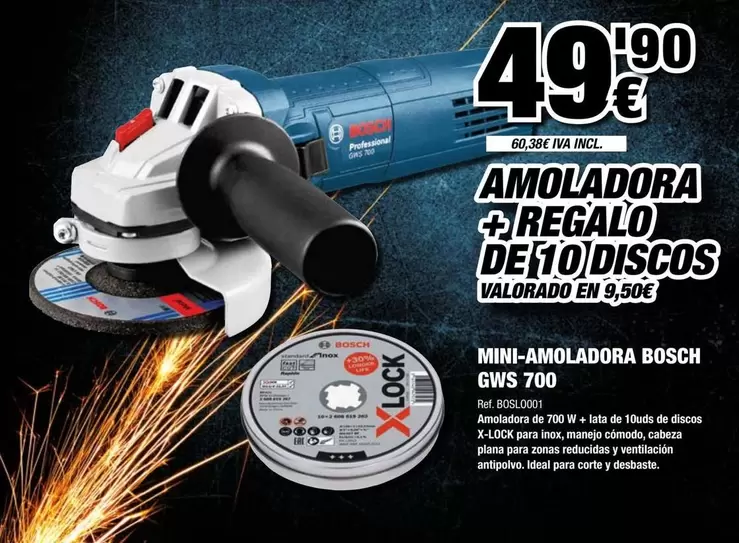 Bosch - Amoladora + Regalo De 10 Discos