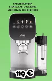 Ufesa - Cafetera Sienna Latte Espresso, 20 Bars De Pressió