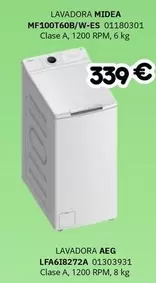 Midea - Lavadora MF100T60B/W-ES