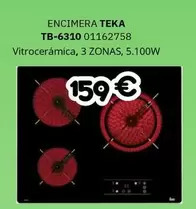 Teka - Encimera TB-6310 Vitrocerámica, 3 Zonas, 5.100W