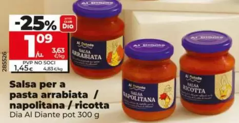 Dia Al Diante - Salsa Per A Pasta Arrabiata/Napolitana/Ricotta
