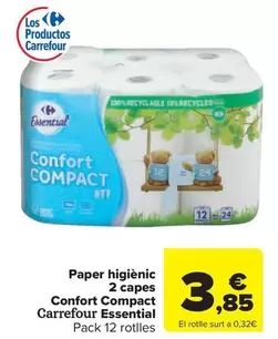 Carrefour Essential - Paper Higiénic Confort Compact