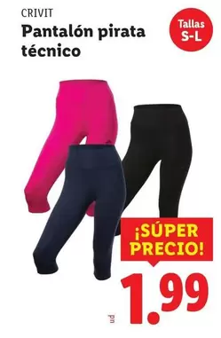 Crivit - Pantalon Pirata Tecnico