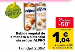 Alpro - Bebida Vegetal De Almendra O Almendra Sin Azucar