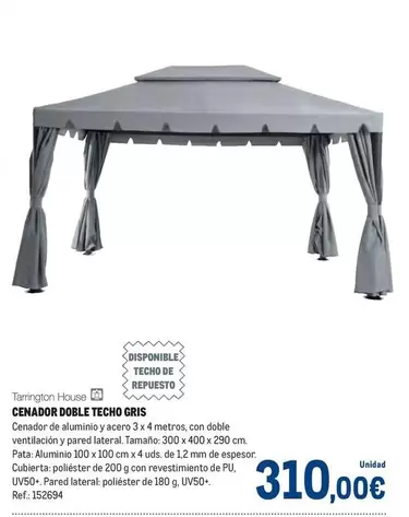 Tarrington - Cenador Doble Techo Gris