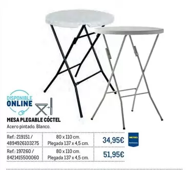 Blanco - Mesa Plegable Cóctel