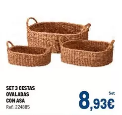Set 3 Cestas Ovaladas Con Asa