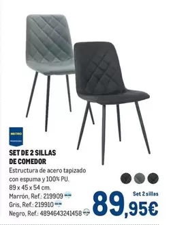Set De 2 Sillas De Comedor